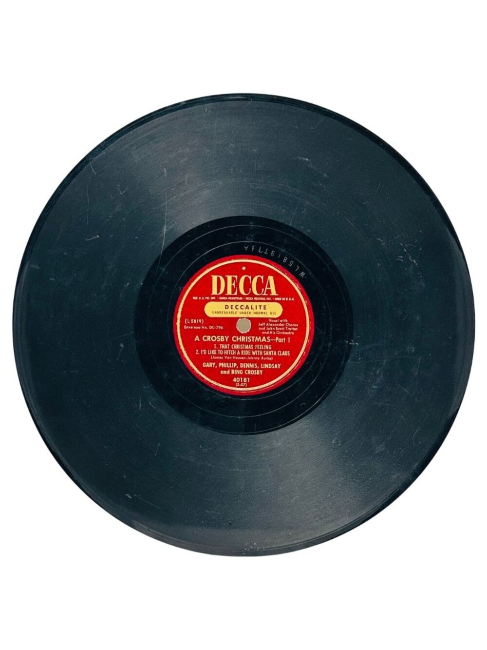 Bing Crosby A Crosby Christmas 10in Shellac 78 RPM Record Decca 40181 Vintage